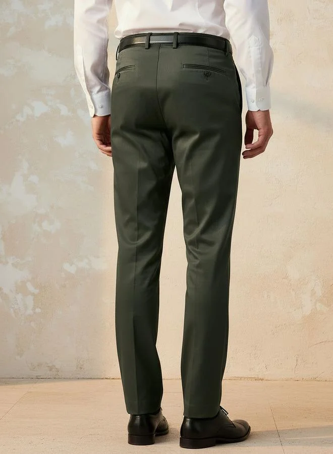 Splash FAV GREEN Regular Fit Flexi Waist Formal Trousers for Men | Best Price UAE