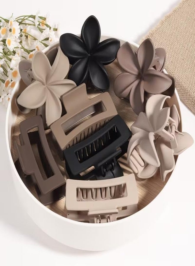 EPARTY مجموعة مشابك شعر إي بارتي المكونة من 8 قطع بتصميم زهور غير لامع ومشابك شعر مستطيلة - إكسسوارات شعر مانعة للانزلاق للبنات | مستلزمات تجميل أنيقة للشعر الكثيف والمجعد - Image 1