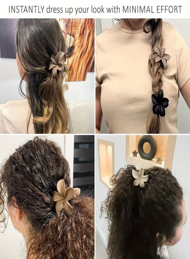 EPARTY مجموعة مشابك شعر إي بارتي المكونة من 8 قطع بتصميم زهور غير لامع ومشابك شعر مستطيلة - إكسسوارات شعر مانعة للانزلاق للبنات | مستلزمات تجميل أنيقة للشعر الكثيف والمجعد - Image 3