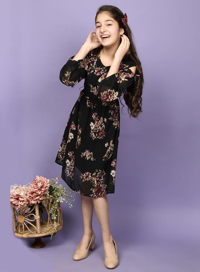 LILPICKS Floral Cold Shoulder Dress - Image 4