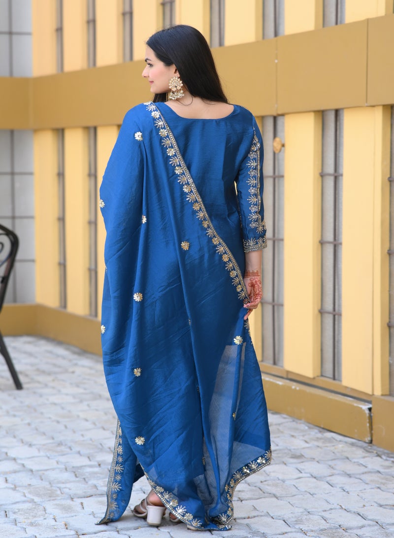 Presenting new designer embroidered Chinnon suit with sequence embroidered work - Image 5
