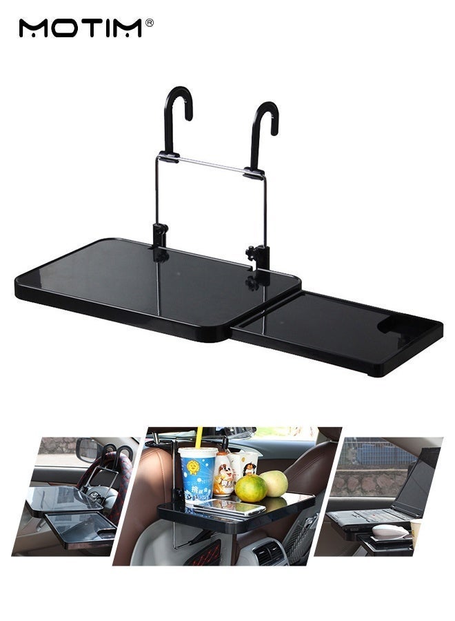 Motim Car Steering Wheel Tray, Multi-function Portable Car Table for Laptop, Food, Drinks, Kids Travel, Backseat Headrest Desk with Cup Holder - Image 1