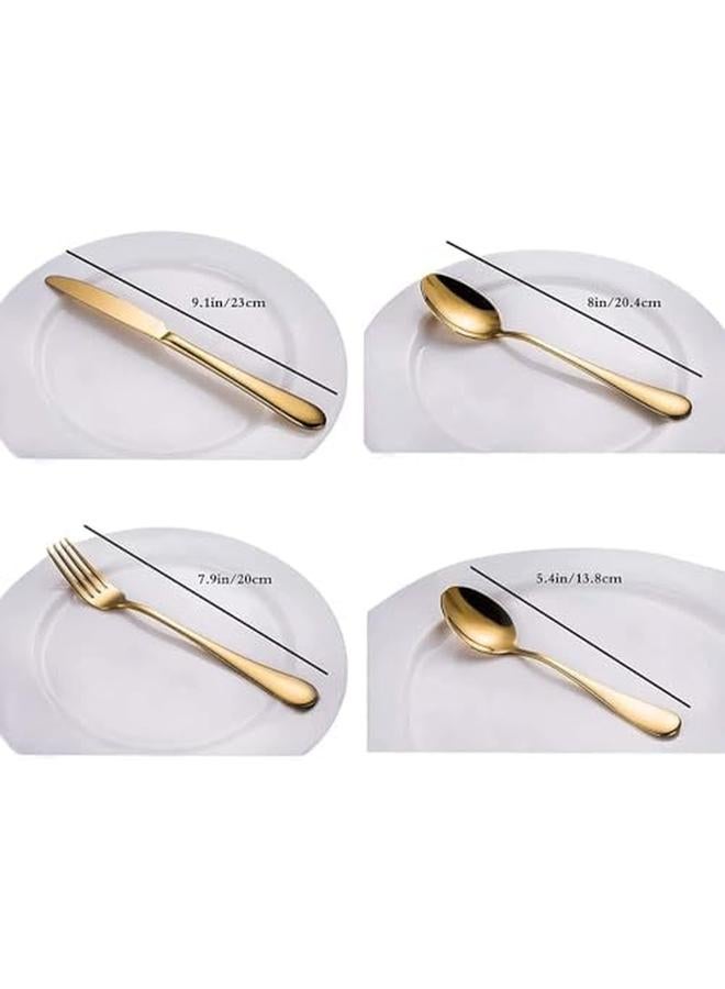 SKY-TOUCH Stainless Steel Cutlery Set 24 Piece Set Of Golden Tableware Western Style Kitchen Tableware Including Spoon Fork Knife Tea Spoon Golden - Image 2