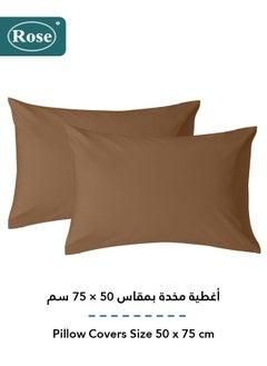 Rose Rose Luxurious Plain Fitted Sheet with Deep Pockets and Pillow Cases, Bed Sheet 3-Pieces Set, Soft & Cozy Microfiber Breathable and Cooling, King Size 200x200+38 cm, Brown  - Image 4
