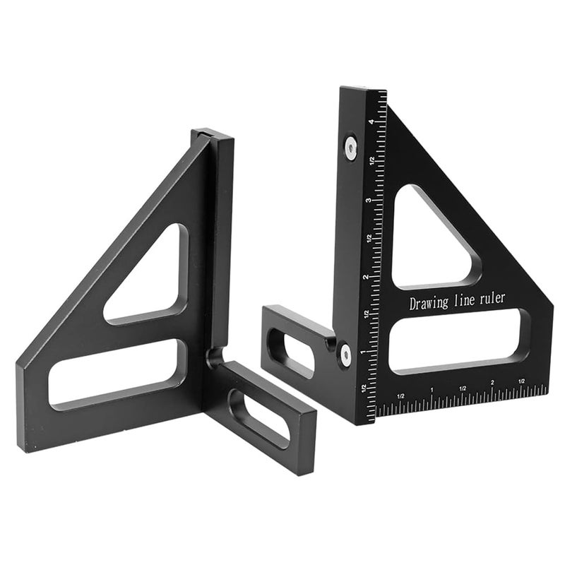 Wisoqu 45 90 Degree Woodworking Square Protractor, Versatile Tool for Measuring, Aligning, and Marking with Sturdy Aluminum Alloy, Ideal for Engineers, Carpenters, and More (Black) - Image 1