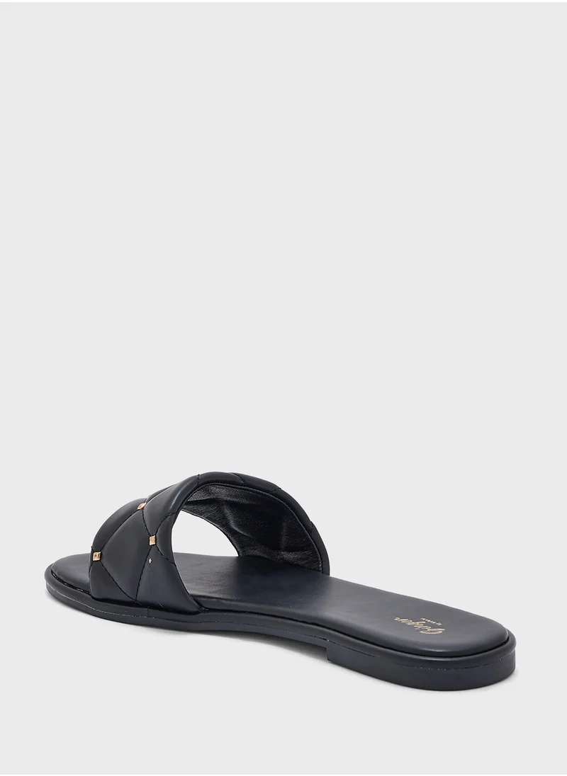 Ginger Stud Detail Quilted Flat Sandal