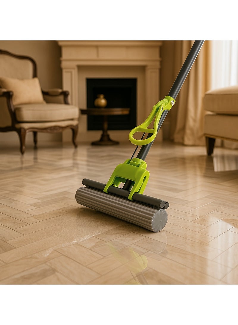 Royalford RoyalBright 26cm PVA Quadruple Rollers Sponge Mop RF12253GR Telescopic Handle, Quick Release Mop-head Household Cleaning Tool for Kitchen, Tiles, Multi-Surface Hard Floors Hardwood - Image 4