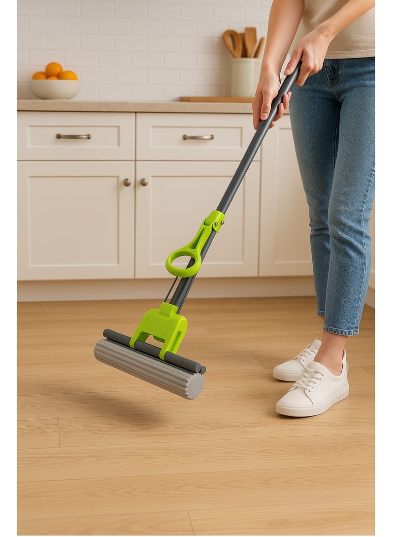 Royalford RoyalBright 26cm PVA Quadruple Rollers Sponge Mop RF12253GR Telescopic Handle, Quick Release Mop-head Household Cleaning Tool for Kitchen, Tiles, Multi-Surface Hard Floors Hardwood - Image 2