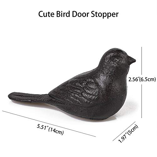 Livfodrm Door Stopper for Floor Decorative Cute Bird Heavy Duty Cast Iron Door Stop Farmhouse, 2 Pack Door Stops Wedge Rustic Dark Brown - Image 3