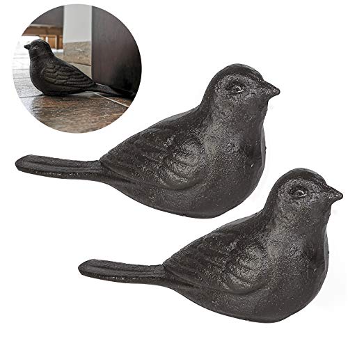 Livfodrm Door Stopper for Floor Decorative Cute Bird Heavy Duty Cast Iron Door Stop Farmhouse, 2 Pack Door Stops Wedge Rustic Dark Brown - Image 1