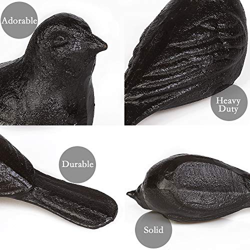 Livfodrm Door Stopper for Floor Decorative Cute Bird Heavy Duty Cast Iron Door Stop Farmhouse, 2 Pack Door Stops Wedge Rustic Dark Brown - Image 4