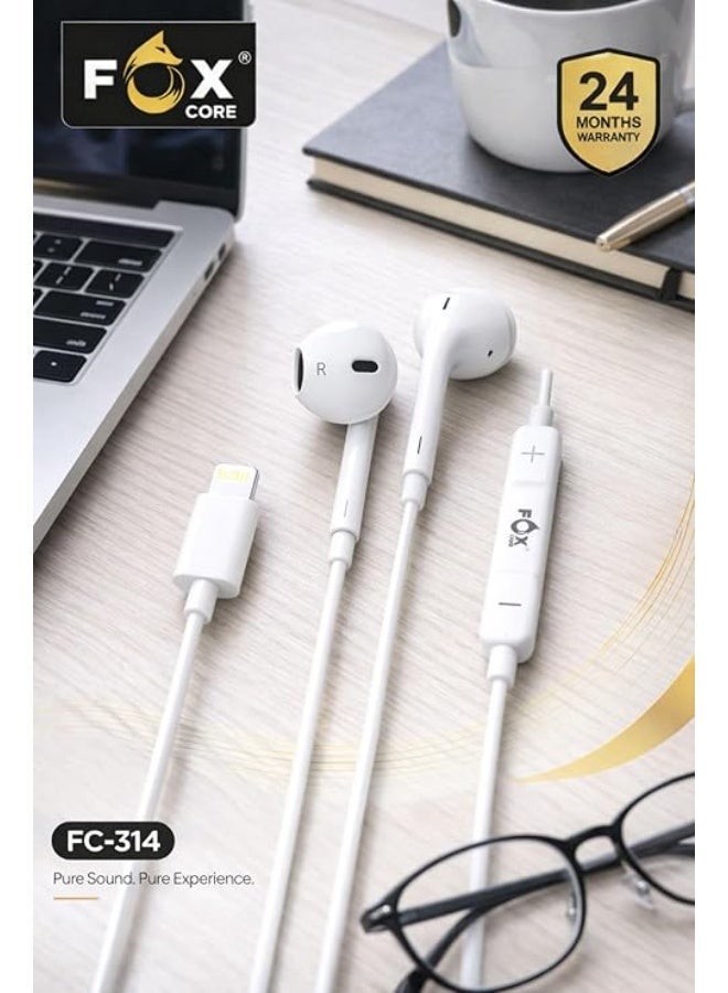 Fox Wired in-ear headphones compatible with iPhone 14, 13, 12, 11, XS, featuring strong noise cancellation and high quality. - Image 4