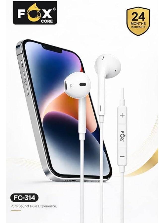 Fox Wired in-ear headphones compatible with iPhone 14, 13, 12, 11, XS, featuring strong noise cancellation and high quality. - Image 3