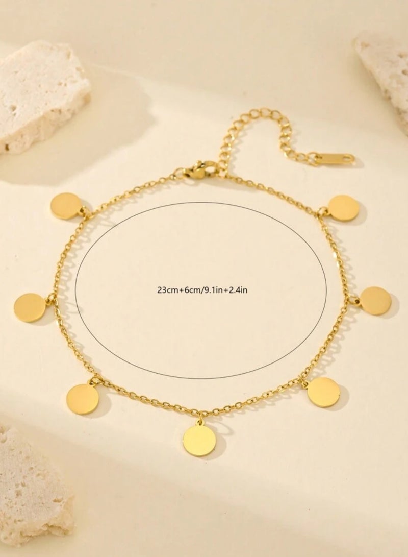 Equal Amazing Women's Stainless Steel Gold Plated Anklet - Image 4