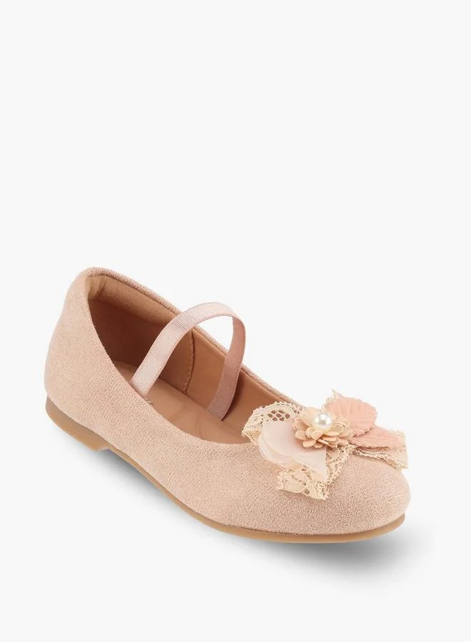 جونيورز Girls Floral Applique Ballerina Shoes