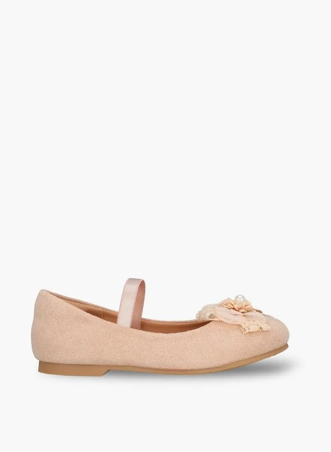 جونيورز Girls Floral Applique Ballerina Shoes