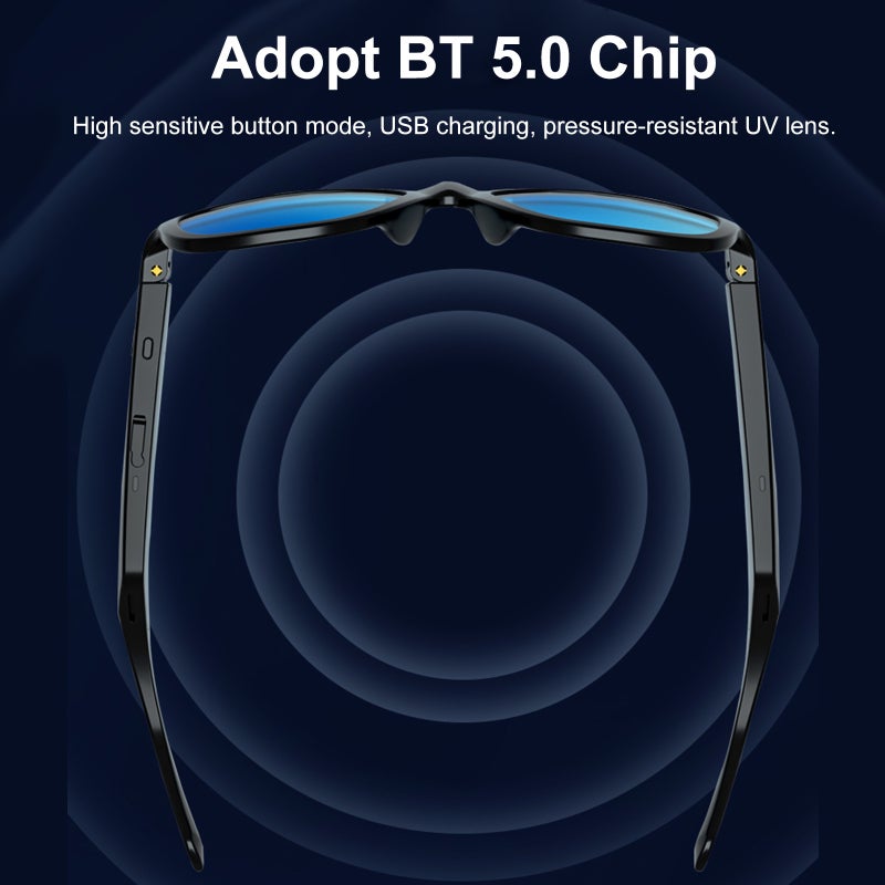 ليكو نظارات شمسية ذكية مع سماعة ستيريو بلوتوث BT5.0 بصوت اتجاهي مفتوح - عدسات مستقطبة للأشعة فوق البنفسجية وميكروفون لتقليل الضوضاء وتشغيل الموسيقى لمدة 5 ساعات للرياضات الخارجية - Image 3