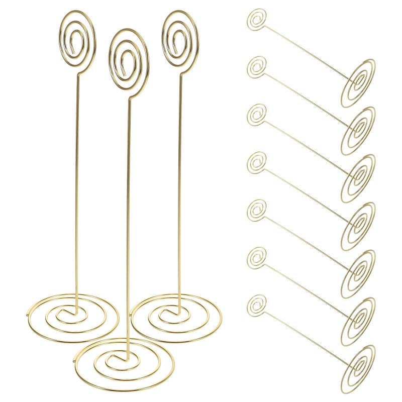 10 Pcs Table Number Holders Place Card Holders Table Picture Holder Wire Photo Holder Clips Picture Memo Note Photo Stand For Wedding Reception Golden - Image 5
