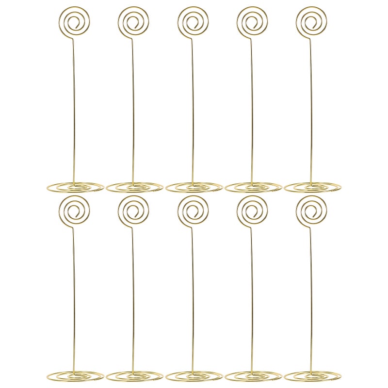 10 Pcs Table Number Holders Place Card Holders Table Picture Holder Wire Photo Holder Clips Picture Memo Note Photo Stand For Wedding Reception Golden - Image 3