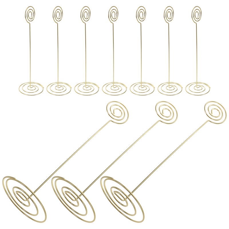 10 Pcs Table Number Holders Place Card Holders Table Picture Holder Wire Photo Holder Clips Picture Memo Note Photo Stand For Wedding Reception Golden - Image 1