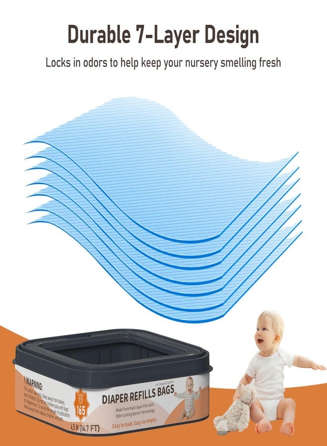 Lisyee Square Starter Refills Disposal Bags Refill Compatible with Diaper Genie Compact, Classic and Select Pails, Hold Up to 165 Newborn-Sized Diapers Per Refill, 6 Pack - Image 2