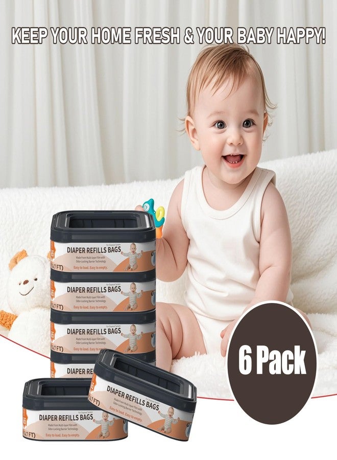 Lisyee Square Starter Refills Disposal Bags Refill Compatible with Diaper Genie Compact, Classic and Select Pails, Hold Up to 165 Newborn-Sized Diapers Per Refill, 6 Pack - Image 4