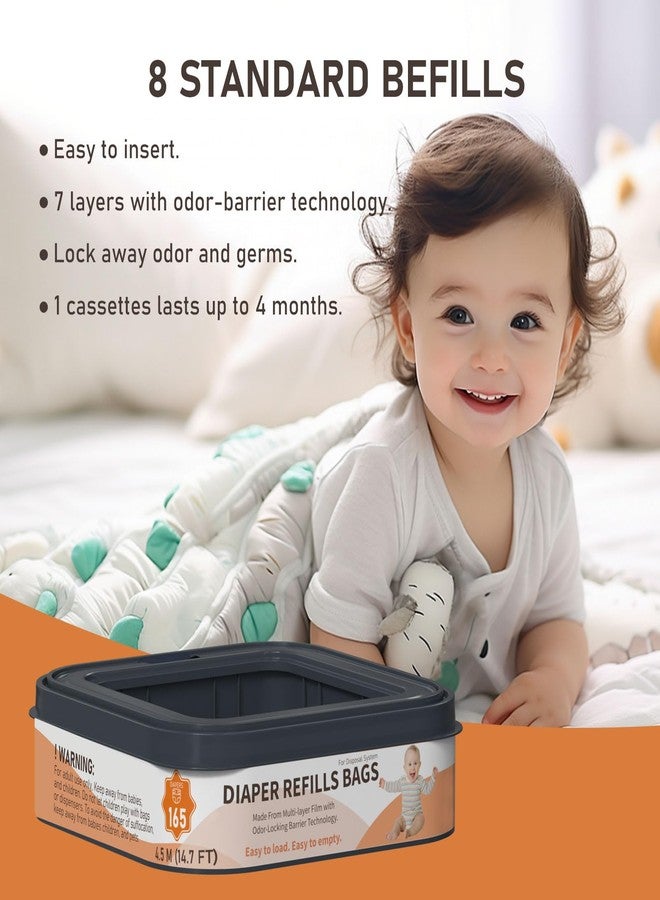 Lisyee Square Starter Refills Disposal Bags Refill Compatible with Diaper Genie Compact, Classic and Select Pails, Hold Up to 165 Newborn-Sized Diapers Per Refill, 6 Pack - Image 3