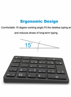 Excefore 26 Keys Bluetooth Wireless Number Pad Rechargeable 10Key 2.4GHz Numeric Keypad Efficiently Data Entry with BackSpace for Laptop Desktop MacBook Pro Air iMac iPhone iPad  - Image 5
