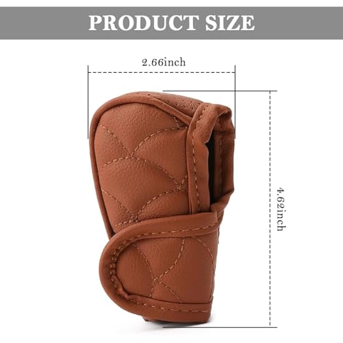 rayihni Car Gear Shift CoverLeather Gear Shifter Cover for Protecting Stick Shift KnobUniversal Breathable Car Shifter Cover Car Interior Accessories for Most Cars Trucks SUVs Brown - Image 3