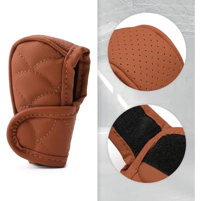 rayihni Car Gear Shift CoverLeather Gear Shifter Cover for Protecting Stick Shift KnobUniversal Breathable Car Shifter Cover Car Interior Accessories for Most Cars Trucks SUVs Brown - Image 5