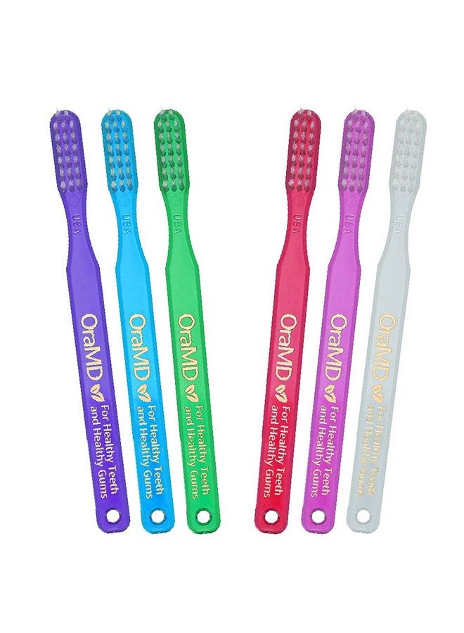 OraMD Soft Bristles Toothbrush - Designed by Dr. Charles C. Bass for Sensitive Teeth and Gums - Manual Toothbrushes with Soft Nylon Bristles for Adults Oral Care - Pack of 6 - Image 1