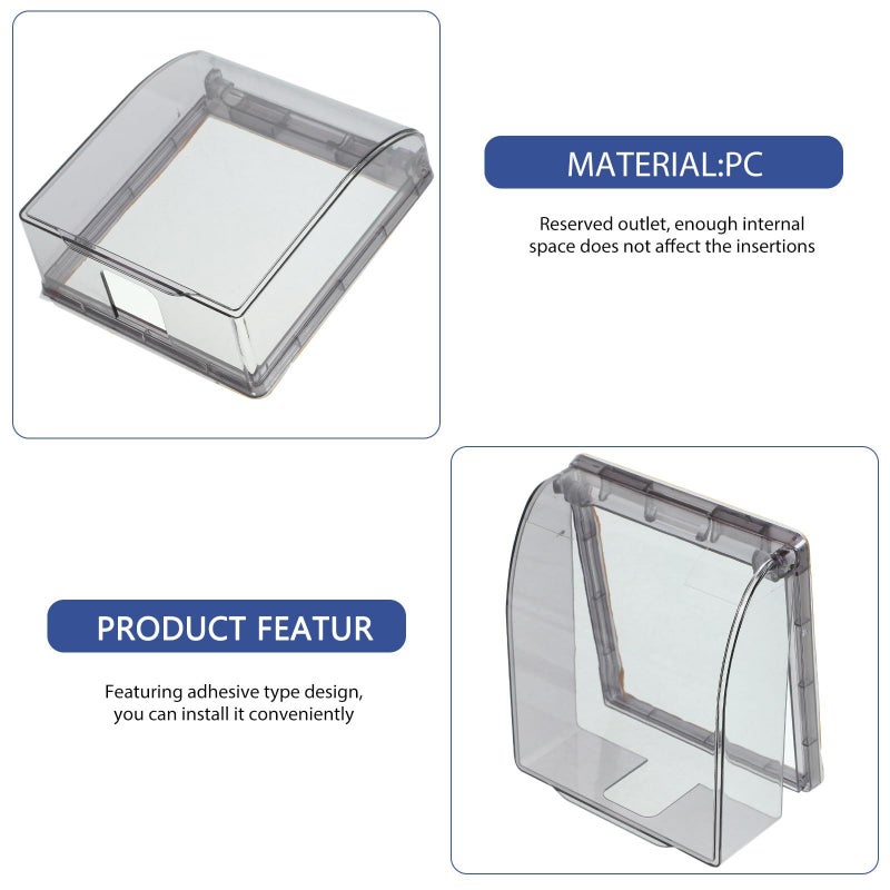 Adhesive Waterproof Socket Box Protective Cover With Flip Lid For Bathroom Outlet 2Pcs - Image 4