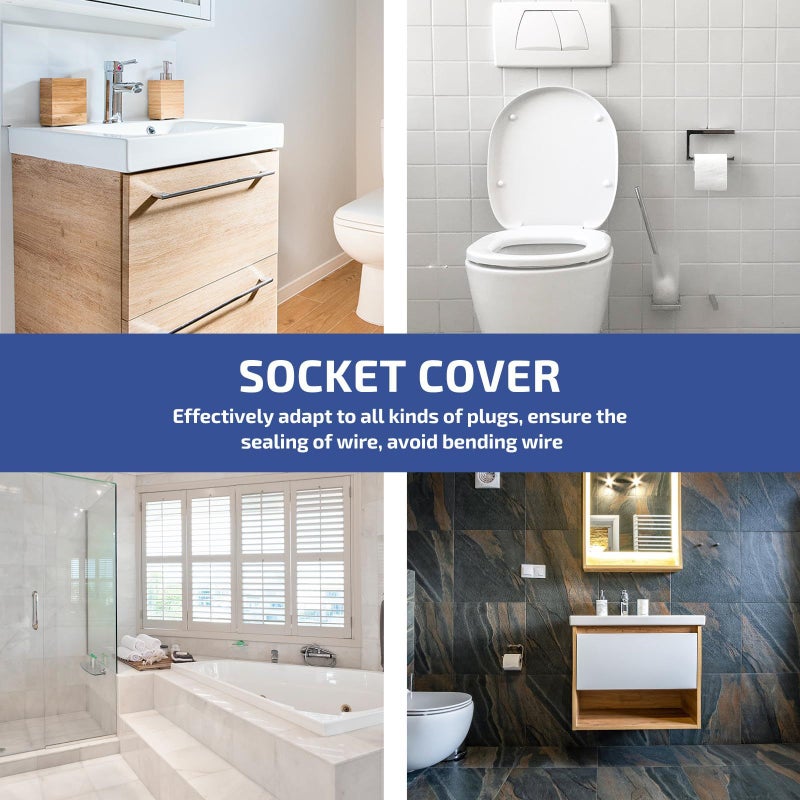 Adhesive Waterproof Socket Box Protective Cover With Flip Lid For Bathroom Outlet 2Pcs - Image 5