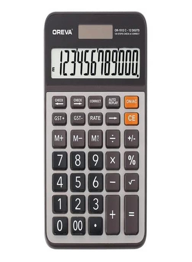 Oreva Calculator Check & Correct Auto Replay 120 Steps 12 Digits (OR-1512-C D. Grey)