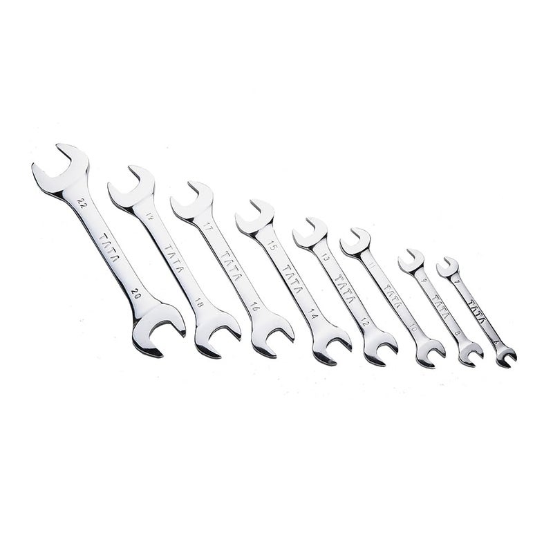 AGRICO TATA Chrome Vanadium Steel Open Jaw Spanner SetTool Kit Multipurpose Home Use and Professional Spanners Corrosion Resistant Chrome Plating DOE Jaw Spanners Silver Set of 8 - Image 5