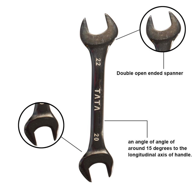 AGRICO TATA Chrome Vanadium Steel Open Jaw Spanner SetTool Kit Multipurpose Home Use and Professional Spanners Corrosion Resistant Chrome Plating DOE Jaw Spanners Silver Set of 8 - Image 3