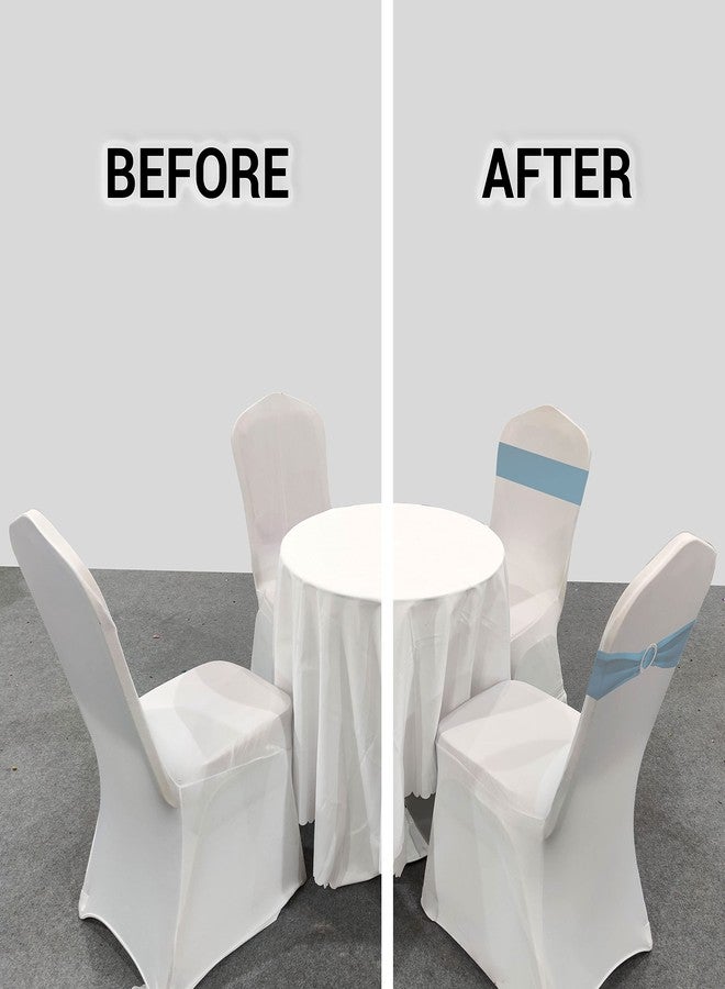 IFAMIO 20 Pcs Light Blue Chair Sashes with Buckles Bridal Stretch Spandex Chair Bands Elastic Bows Ties with Buckle for Wedding Party Birthday Graduation Banquet Event Decoration (Sky Blue) - Image 3