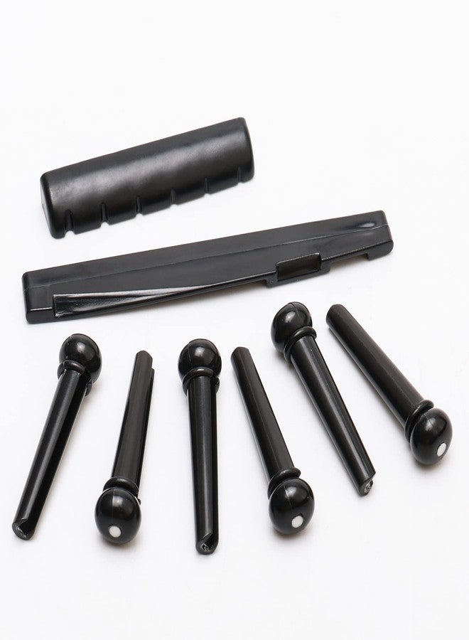 Swhmc 6 Srting Rosewood Acoustic Guitar Bridge Saddle Nut Pins Set with Six Pin Kit and Rosewood Bridge Replacement Parts, Black - Image 4