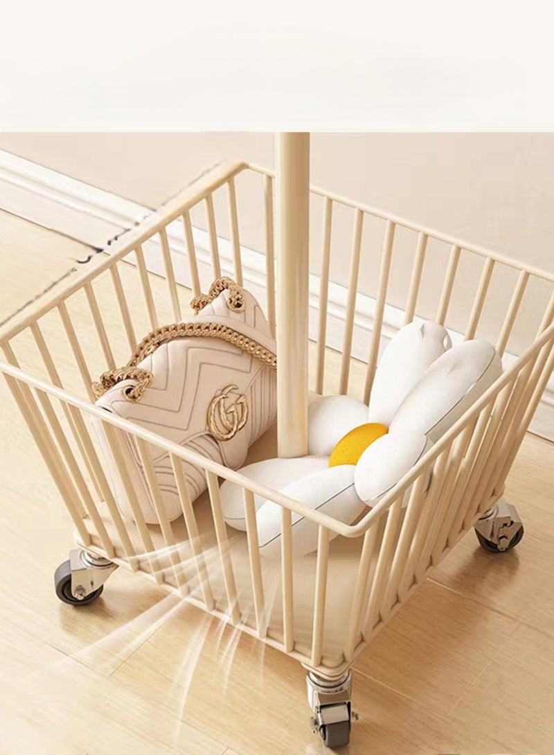 SHEE ONE SHEE ONE Tree-Branch Clothes Rack with Bottom Basket and Wheels | Coat, Abaya & Bag Stand for Entryway or Bedroom – Size: Height 173 cm / Basket 40×30×40 cm  - Image 4