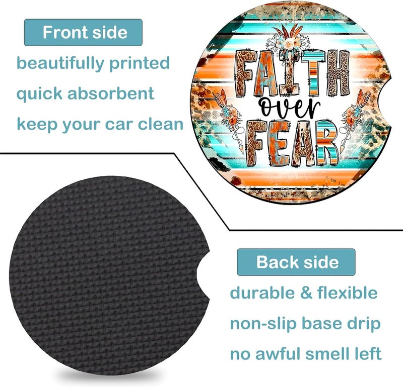 Ldntly Car Coasters for Cup Holders,2 Pack Christian Gifts Car Cup Holder Coasters,2.75" Universal Size Anti Slip Rubber Mat,Automotive Cup Holder Decal Decor Accessories,Walk by Faith Gifts for Women,Mom - Image 3