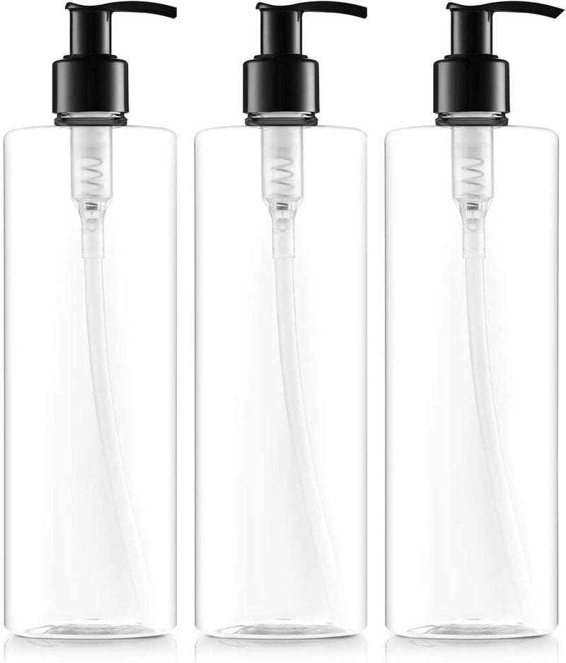 Bar5F Bar5F 16.9 Oz. Empty Pump Bottles for Shampoo Lotion Body Wash Moisturizer Face Cream Liquid Hand Soap Crystal-Clear BPA Free 3-Pack