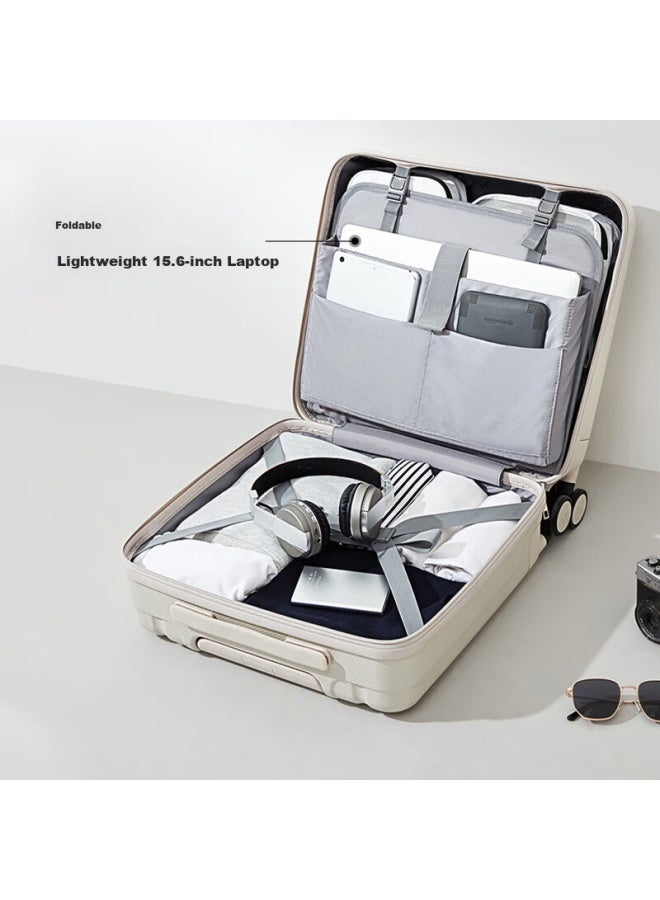 Hanke Luggage، حقيبة سفر للرجال والنساء، حقيبة سفر محمولة، 18 بوصة Ivory White، قفل بكلمة مرور، الأكثر مبيعًا في المتجر، نسخة مطورة - Image 5