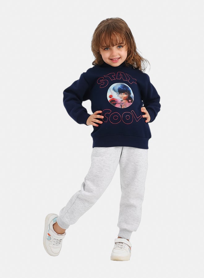 جوكي طقم بيجامه شتوي بنات مبطن فليس بطبعة الدعسوقة