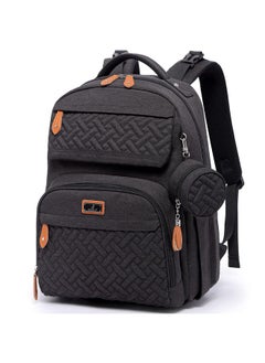 BabbleRoo Diaper Bag Backpack, Unisex Bags With Changing Pad, Pacifier Case & Stroller Straps, Multifunction Waterproof Travel Back Pack For Boys Girls, Black  - Image 1