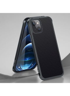 Generic Case Cover For iPhone 13 mini SULADA Luxury 3D Carbon Fiber Textured Metal + TPU Frame Phone Case Black 