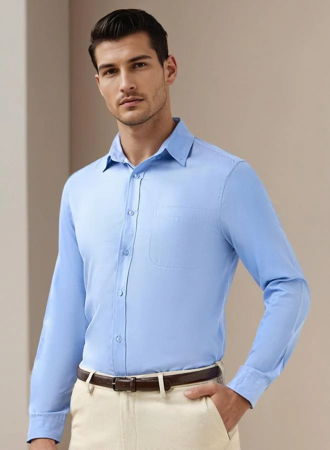 Splash FAV Men Button-Down Collar Solid Long Sleeves Shirt