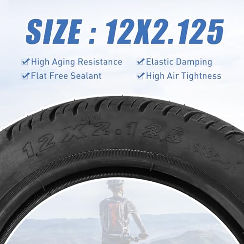 MAKELEN 2 Pack E-Bike Tire Kids Bike Tire 12x2.125 Strong Grip Compatible Replacement Bicycle Tire for Electrc Bicycle Black - Image 5