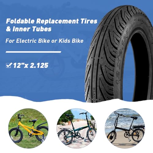 MAKELEN 2 Pack E-Bike Tire Kids Bike Tire 12x2.125 Strong Grip Compatible Replacement Bicycle Tire for Electrc Bicycle Black - Image 3