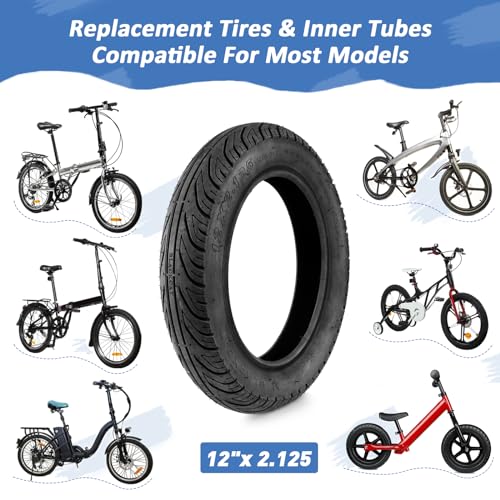 MAKELEN 2 Pack E-Bike Tire Kids Bike Tire 12x2.125 Strong Grip Compatible Replacement Bicycle Tire for Electrc Bicycle Black - Image 2