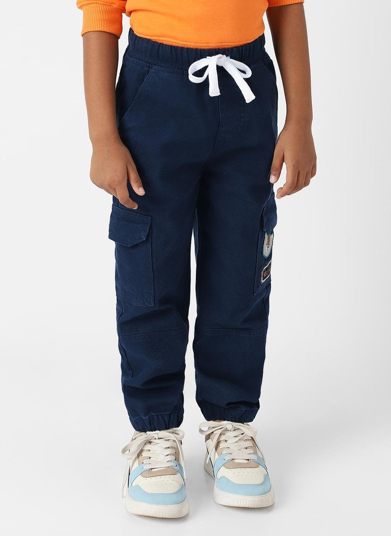 Nautinati Boys Bear Patch Denim Cargo Style Joggers - Image 1